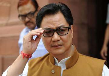 File pic - MoS for Home Affairs Kiren Rijiju outside North Block