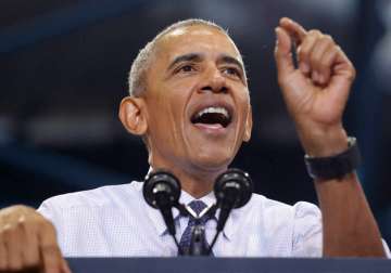 US President Barack Obama addresses a rally in US