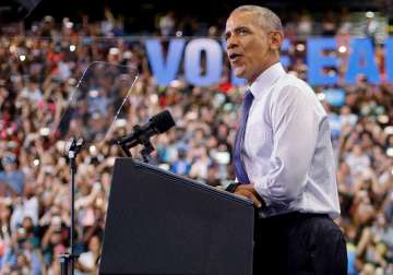 File pic - US President Barack Obama addressing a rally 