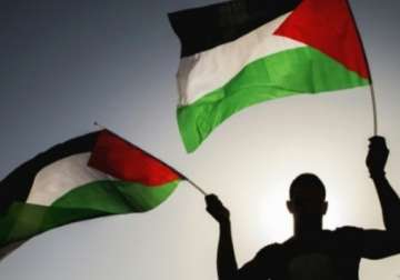 File pic - A man waves Palestinian flag 