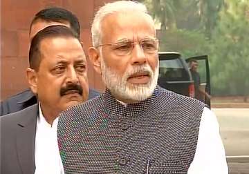 PM Modi speaks to reporters outside Parliament 