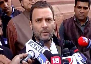 Rahul Gandhi speaks to reporters outside Parliament 
