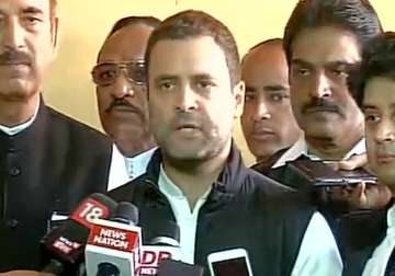 Rahul Gandhi speaks to reports outside Parliament 