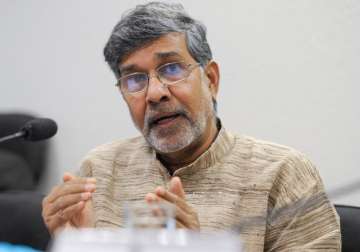 File pic - Nobel laureate Kailash Satyarthi speaks to media in Delhi 