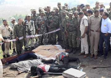 File pic - Police at encounter site of SIMI operatives near Bhopal 