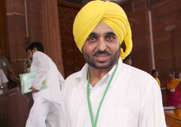 File pic of AAP MP Bhagwant Mann outside Parliament 