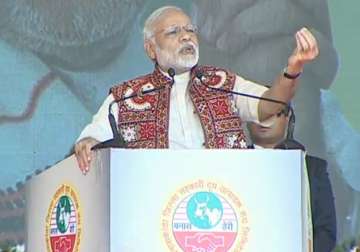PM Narendra Modi addresses a rally in Banaskantha