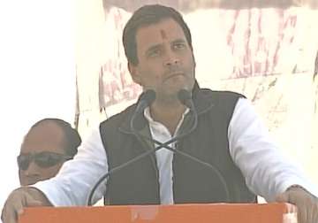 Rahul Gandhi addressing a rally in Almora 