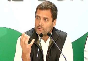 Rahul Gandhi addressing media at AICC headquarters in New Delhi 