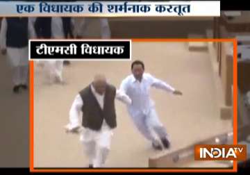 Watch: TMC MLA hits new low, runs away with Speaker’s mace in Tripura Assembly