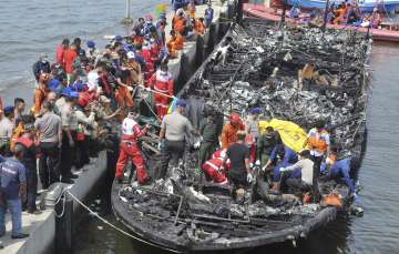 Indonesia, Jakarta, Ferry, Fire