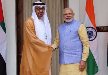 Crown Prince of Abu Dhabi and PM Modi at Hyderabad House 