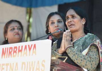 Nirbhaya's mother Asha Devi at a programme to observe 3rd anniversary of case