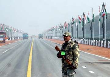 File pic - Jawan on foot patrol on Rajpath ahead of R-Day parade 
