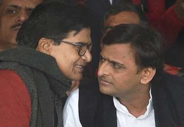 Ram Gopal and Akhilesh Yadav at national convention on Jan 1