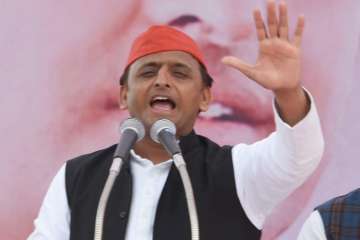 Uttar Pradesh Chief Minister Akhilesh Yadav at an election rally in Etawah