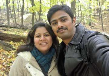 File pic - Srinivas Kuchibhotla with his wife 