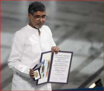 Kailash Satyarthi with his Nobel citation
