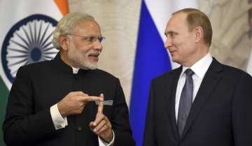 Narendra Modi with Vladimir Putin