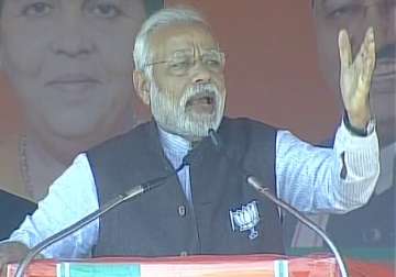 PM Narendra Modi addressing an election rally in Gonda 