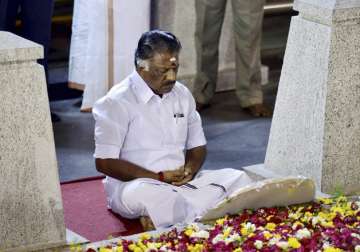 File pic - Panneerselvam sitting in a meditation in front of Jaya's burial site