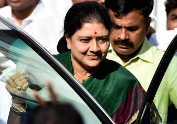 File - Sasikala leaves after attending AIADMK MLA's meeting in Chennai