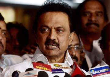 DMK working president MK Stalin speaks to media in Chennai