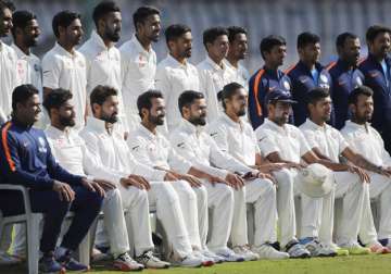 File pic - Team India with supporting staff pose for a group in Hyderabad