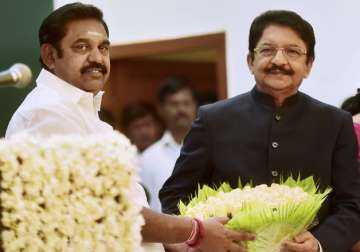 CM Palaniswami with Governor Rao after taking the oath as CM of Tamil Nadu