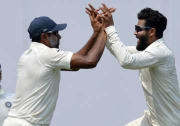 Ashwin and Jadeja celebrate during 2nd Test against Australia 