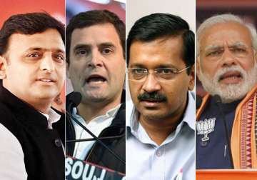 File pic of Akhilesh Yadav, Rahul Gandhi, Arvind Kejriwal and Narendra Modi
