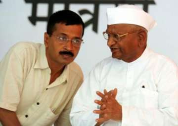 File pic. Anna Hazare with Arvind Kejriwal at the height of their movement  