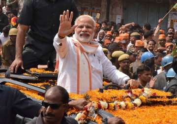 File pic of PM Narendra Modi during a road show in Varanasi 