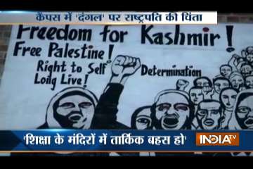 After Ramjas College strife, ‘Freedom for Kashmir’ poster emerges in JNU  
