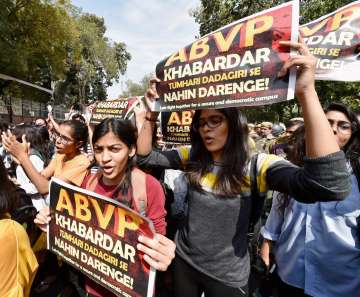 Students took out a march on Tuesday against ABVP 