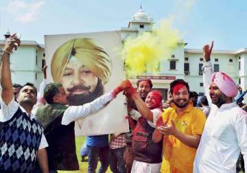 Congress workers celebrate party's thumping victory in Punjab