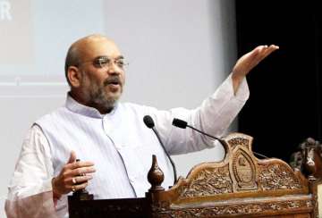 Shah addressed a gathering of BJP leaders in Jammu