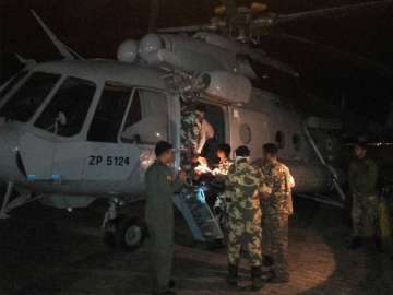 Injured CRPF jawans being airlifted to Raipur for treatment on Monday