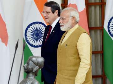 PM Modi with Cyprus Prez Nicos Anastasiades at the Hyderabad House