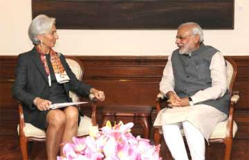 File photo of IMF chief Christine Lagarde with Prime Minister Narendra Modi