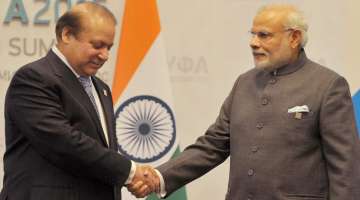File pic. Pakistan PM Nawaz Sharif and Indian PM Narendra Modi at the SCO Summit