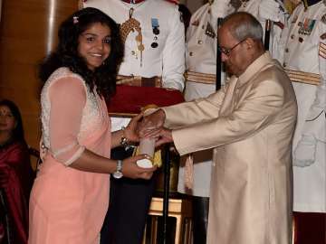 File pic - President confers Padma Shri on Sakshi Malik 