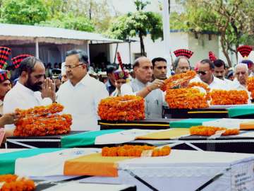 Rajnath Singh paying tribute to CRPF jawans killed in naxal attack in Sukma