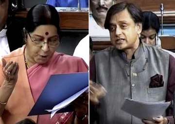 Sushma Swaraj asks Shashi Tharoor to draft resolution against Pakistan