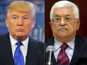 File pic of Donald Trump and Mahmud Abbas