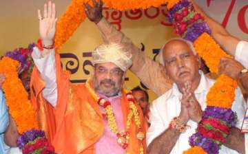 Karnataka BJP president Yeddyurappa with Amit Shah