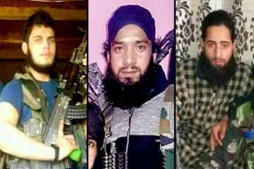 Posters of 3 terrorists involved in killing of young Kashmiri Army officer Ummer