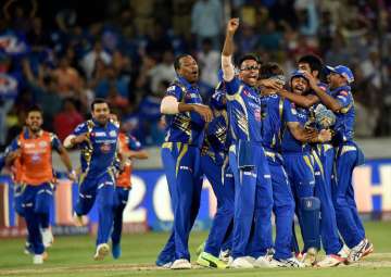 MI players celebrate after winning third IPL title 