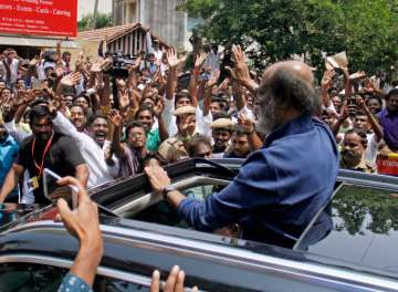 Superstar Rajinikanth meeting fans in Chennai on Friday