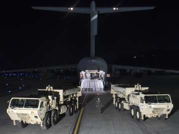 File pic - Trucks carrying parts of THAAD missile defense system in Pyeongtaek